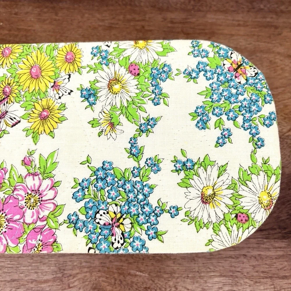 Vintage Floral Fabric Covered Trinket Box Vanity Storage Lidded Cottagecore 14
